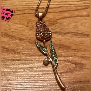Betsey Johnson Gold Necklace with Floral Charm